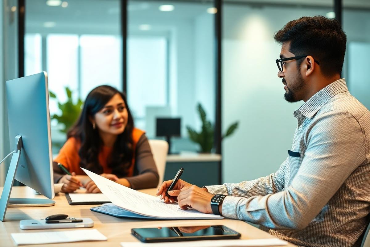 Career mentor reviewing a candidate resume